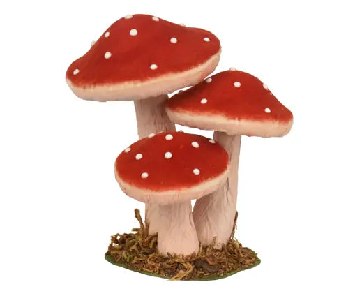 Triple Standing Mushroom Christmas Decoration 16.5cm - Image 1