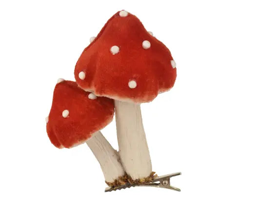 Double Mushroom Clip Christmas Decoration 9cm Red/White - Image 1