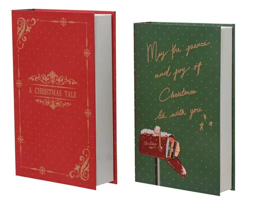 Decorative Christmas Books – Set of 2 | Red & Green - Image 1