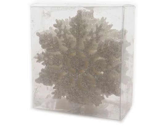 Snowflake Decorations – Glitter White (Box of 12) h10cm - Image 1