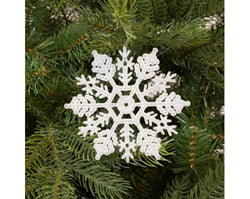 Snowflake Decorations – Glitter White (Box of 12) h10cm