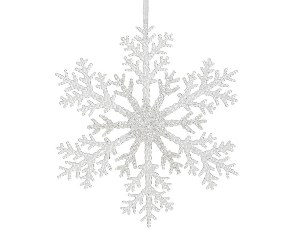 Large 32cm glittered snowflake hanging decoration, lightweight festive décor for Christmas and winter events – Keans