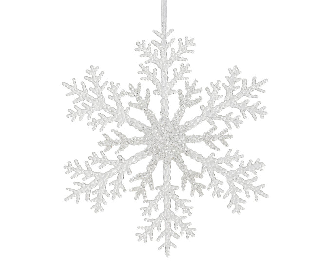 Large 32cm glittered snowflake hanging decoration, lightweight festive décor for Christmas and winter events – Keans