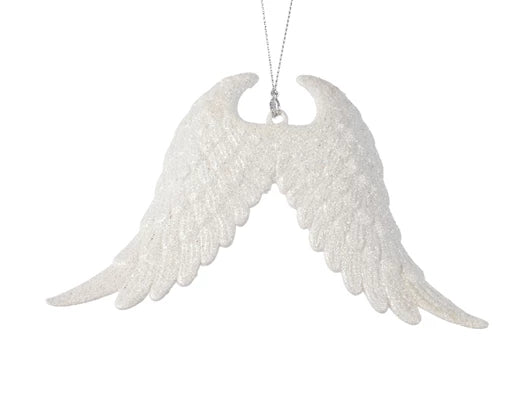 Winter White Glittered Wings – H10cm