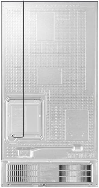 Back view of Samsung Non-Plumbed Plain Door Series 6 SBS American fridge freezer in stainless steel.