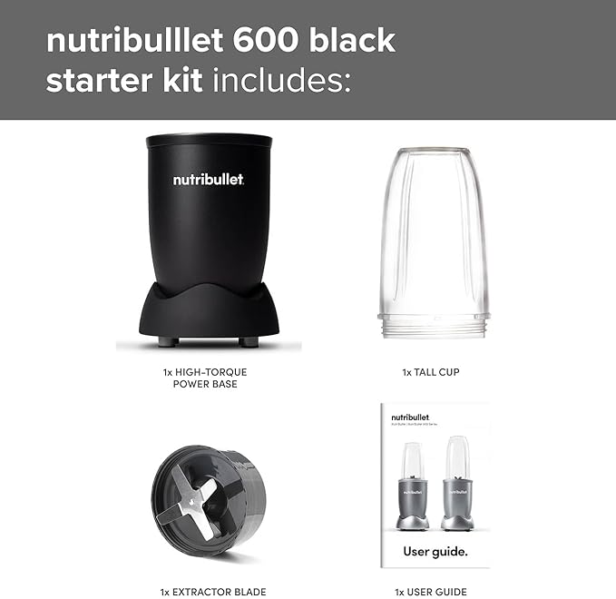 Nutribullet 600 Series All Black 600W blender for smoothies and shakes, available at Keans Claremorris.
