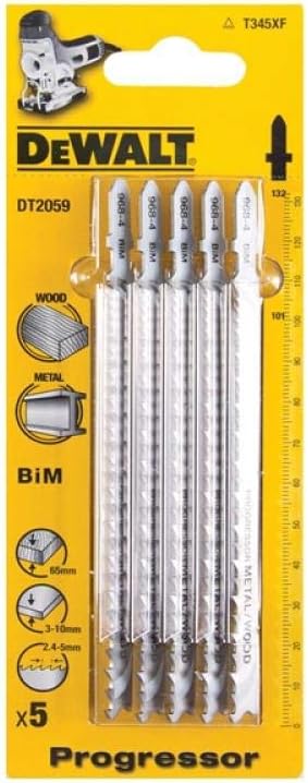 DeWALT T345XF jigsaw blades pack of 5, high carbon steel, progressive tooth, multi-material cuts, from Kean’s Claremorris. –