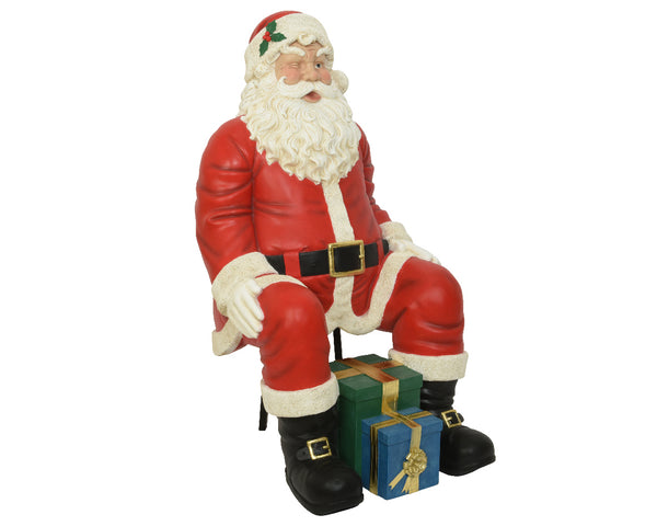 Seated Santa display 137cm tall, 89x77cm base, festive holiday decor - Keans Claremorris