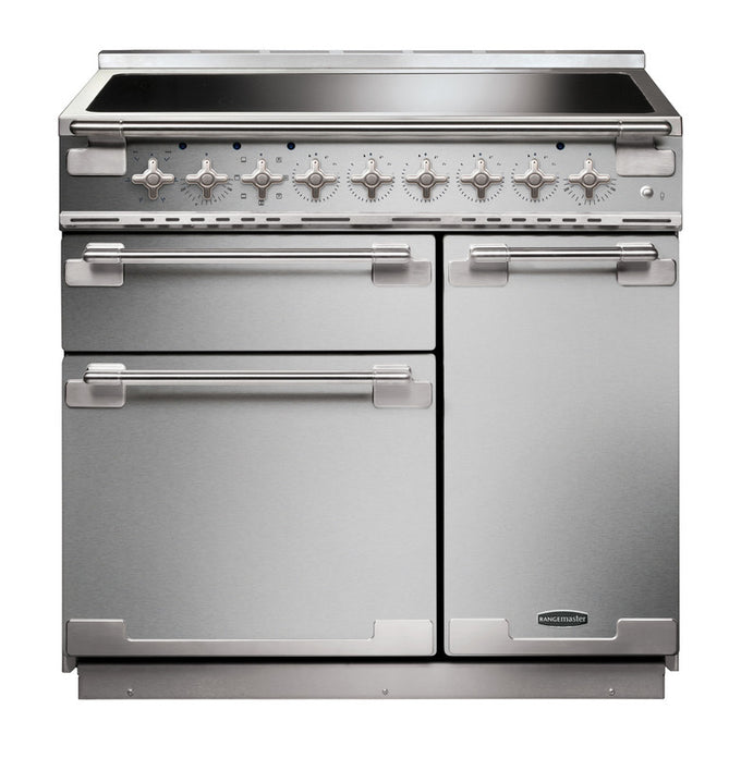Rangemaster Elise 90CM induction range cooker with double oven, sleek black finish - available at Keans Claremorris