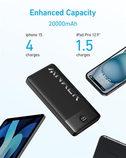 Anker Power Bank PowerCore 20K II 12W Black portable charger, high capacity, fast charging - Keans Claremorris