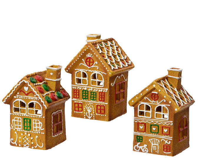 Gingerbread House Terracotta with Xmas Tree, 15.2cm tall decorative holiday ornament - Keans Claremorris