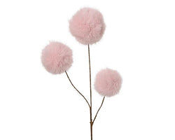 Spray On Stem Faux Fur – 3 Fluffy Bulbs (Soft Pink) h70cm