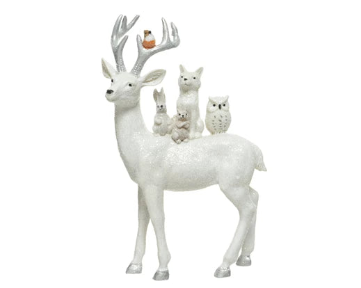 Glittered Deer w/ Animals Decoration h25.5cm - Image 1