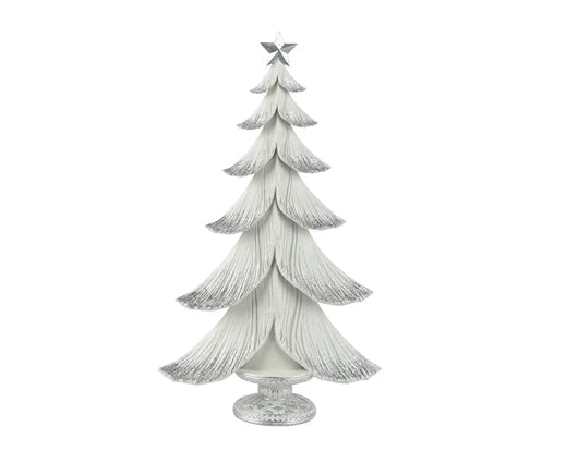 Tree White with Brushed Grey Finish and Star Topper h48cm - Image 1