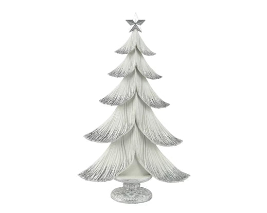 Tree White with Brushed Grey Finish and Star Topper h34cm - Image 1