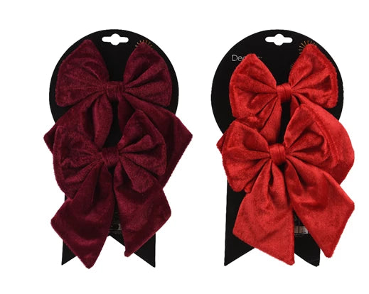 Bow –Oxblood & Christmas Red L.14cm 2 Pack - Image 1