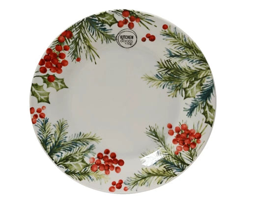 Porcelain Breakfast Plate – with Leaf & Berry Pattern 20.4cm