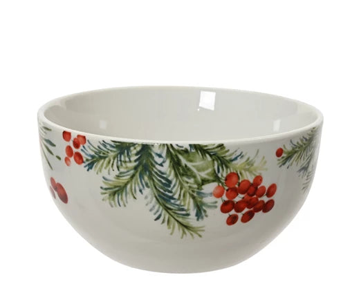 Porcelain Bowl – Round with Leaf & Berry Pattern