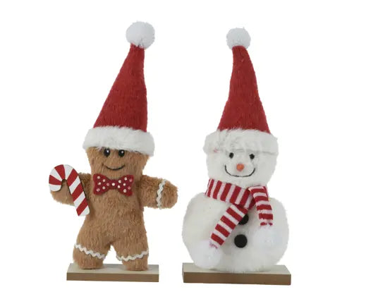 Plush Christmas Figure on Wooden Base 28cm – Assorted Design - Image 1