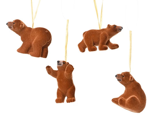 Bear Decoration – Flock, 4 Assorted H.8cm