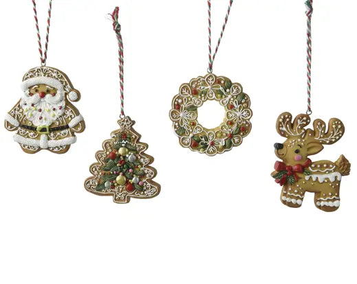 Gingerbread Hanging Decorations 9.5cm – Assorted Design - Image 1
