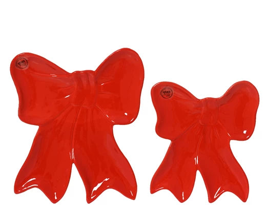 Bow Shape Red Plate 2 Sizes: Large & Small
