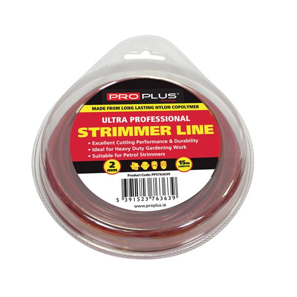 Proplus Ultra 2.0mm x 15m red nylon strimmer line, professional quality, universal fit – Keans Claremorris