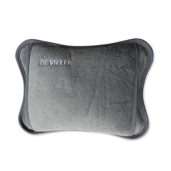 De Vielle Grey Rechargeable Electric Hot Water Bottle, safe, reusable, stays warm for hours, soft fleece cover – Keans