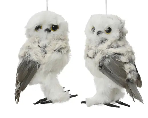 Artificial Fur Owl Decoration – Grey | Assorted