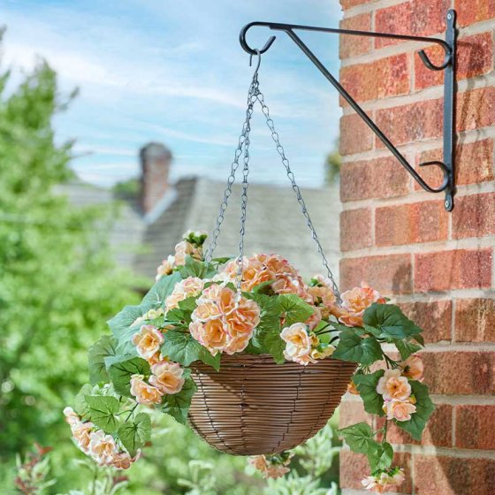 Begonia Blooms 30 cm artificial hanging basket, maintenance-free, weather and UV resistant, with removable chain - Keans