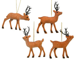 Assorted flocked reindeer figurines in various styles – festive holiday decor from Keans Claremorris