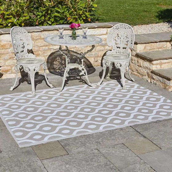 Neptune Mocha alfresco mat 160x230cm, water-resistant polypropylene, ideal for patios and kitchens – Keans Claremorris