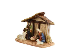 Porcelain Nativity Set with Stable – Glazed Multi | 27 x 11 x 20cm