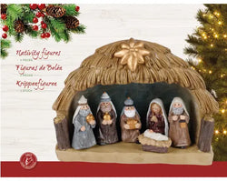 Christmas Nativity Set with Stable – 7 Piece Polyresin Set