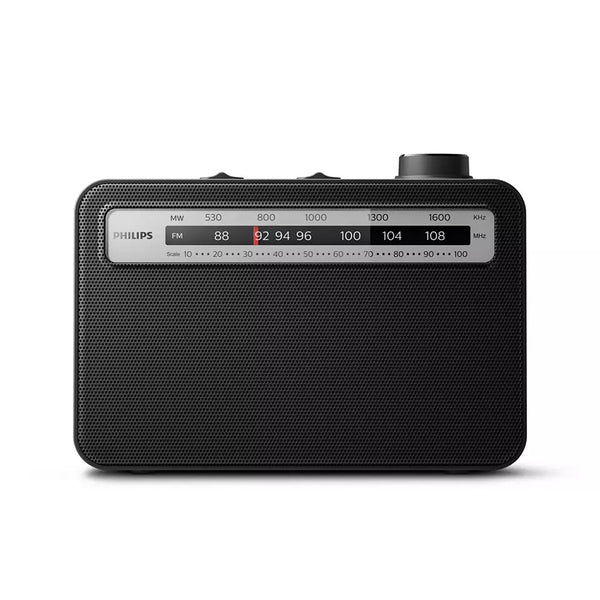 Philips Classic Portable Kitchen Radio in black with analog tuning, FM/MW, battery or AC power – Keans Claremorris