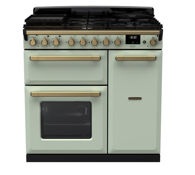 Rangemaster Dual Fuel Estel Deluxe 90cm Antique Brass Trim - Image 7