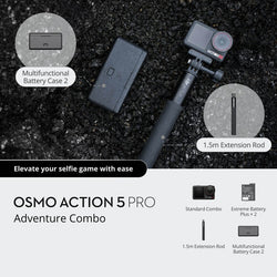 DJI Osmo Action 5 Pro Adventure Combo with 1/1.3" sensor, dual OLED screens, 4hr battery, HorizonSteady stabilization –
