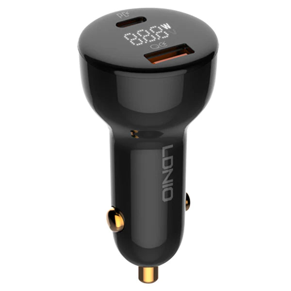 Ldnio 100W LED Display Dual Car Charger - Black - Image 1
