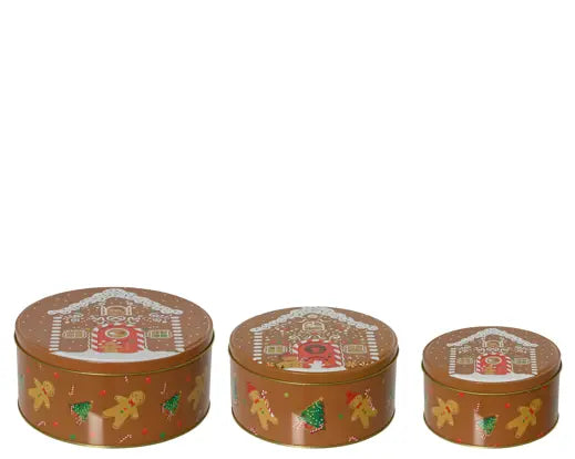 Gingerbread House Christmas Storage Tins – Set of 3 - Image 1