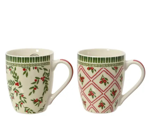Porcelain Cherry Christmas Mug – Assorted Design - Image 1