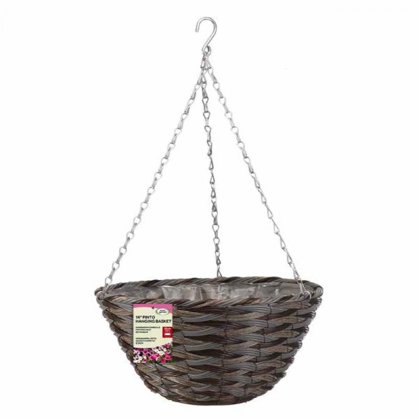 14In Pinto Faux Rattan Hanging Basket