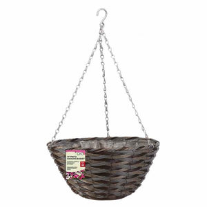 14In Pinto Faux Rattan Hanging Basket