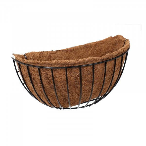16in Smart Wall Basket with metal frame and coco liner, holds 5.5L compost, natural woven design – Keans Claremorris