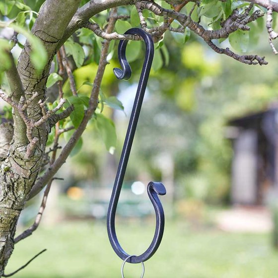 12in Forge Tree Hook, sturdy powder-coated steel hook for hanging baskets, 32x11 cm, available at Keans Claremorris