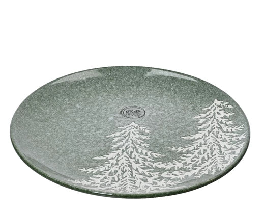 Stoneware Breakfast Plate – Round with Reactive Glaze &amp; Tree Embossed Design
