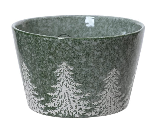 Stoneware Bowl – Round with Reactive Glaze &amp; Tree Embossed Design