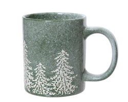Stoneware Mug – Round with Handle, Tree Embossed, Reactive Glaz