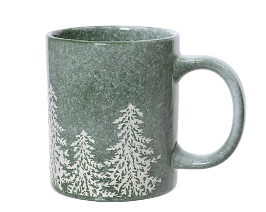 Stoneware Mug – Round with Handle, Tree Embossed, Reactive Glaz