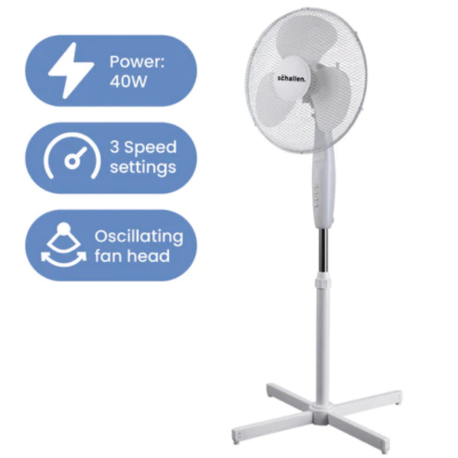 16'' Pedestal Oscillating Fan with adjustable height and speed settings – available at Keans Claremorris
