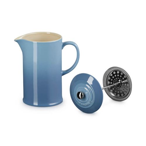 Le Creuset Stoneware 1L Cafetière in Chambray blue, durable French press coffee maker – available at Keans Claremorris.